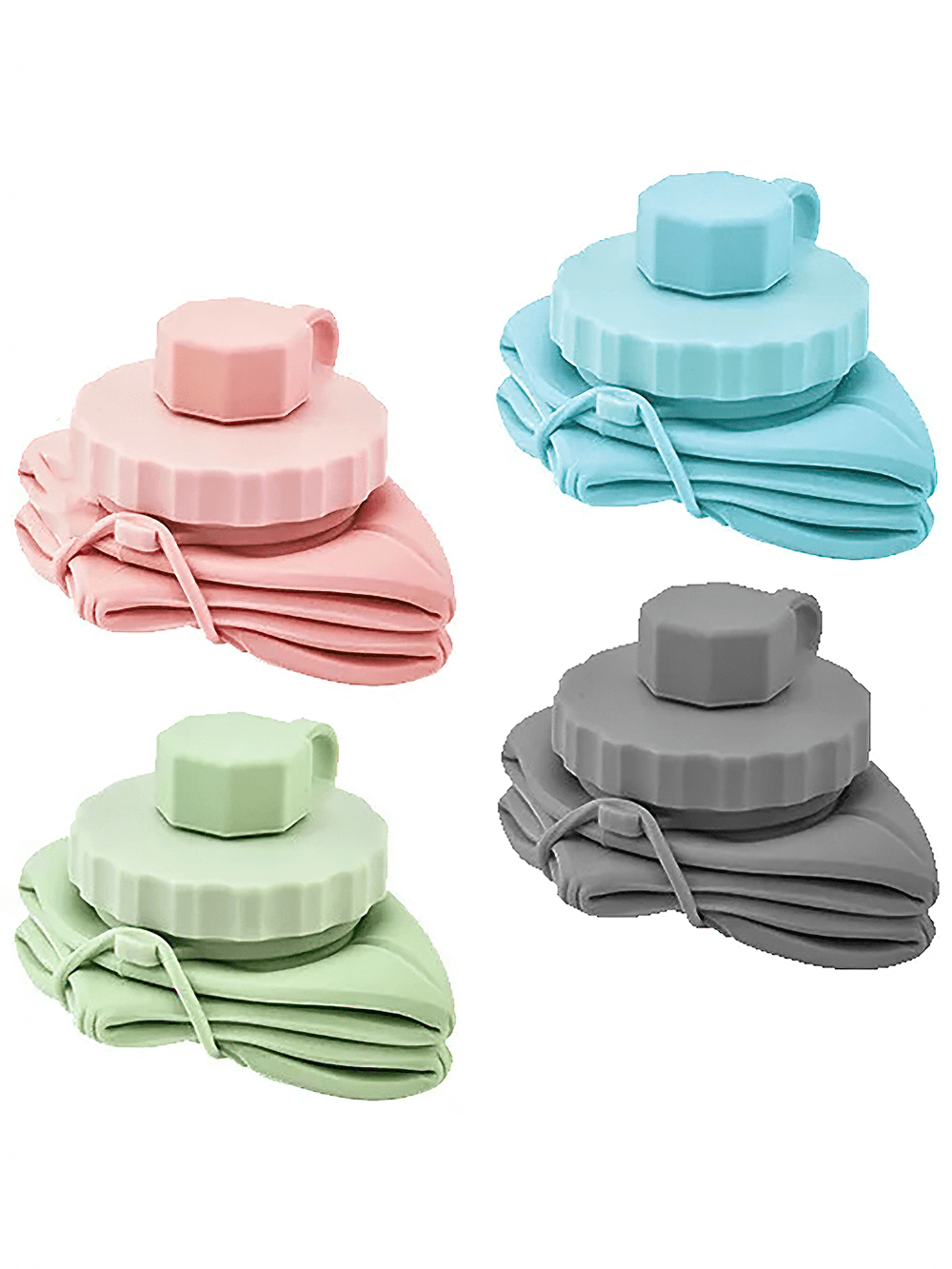 Colorful 600ml Foldable Silicone Water Bottle for Gym - SF3486, showcasing portable reusable design in pink, blue, gray, and green.